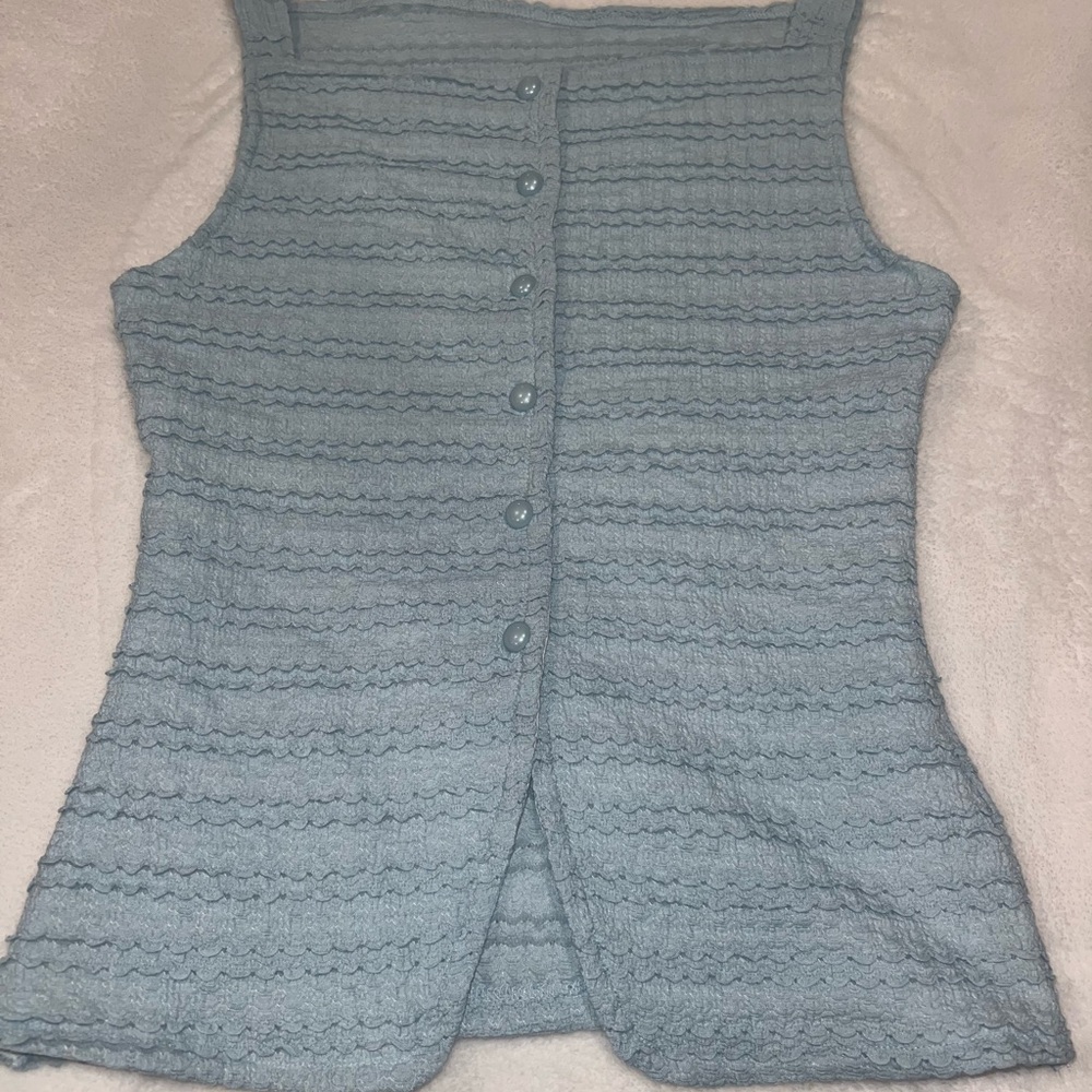 SHEIN Textured Blue Button-Up Blouse